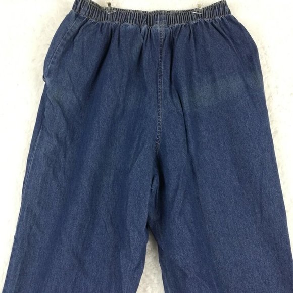 Erika Womans Jeans Straight Leg Blue Denim Embroidered Floral Elastic Petite PM - Picture 4 of 14